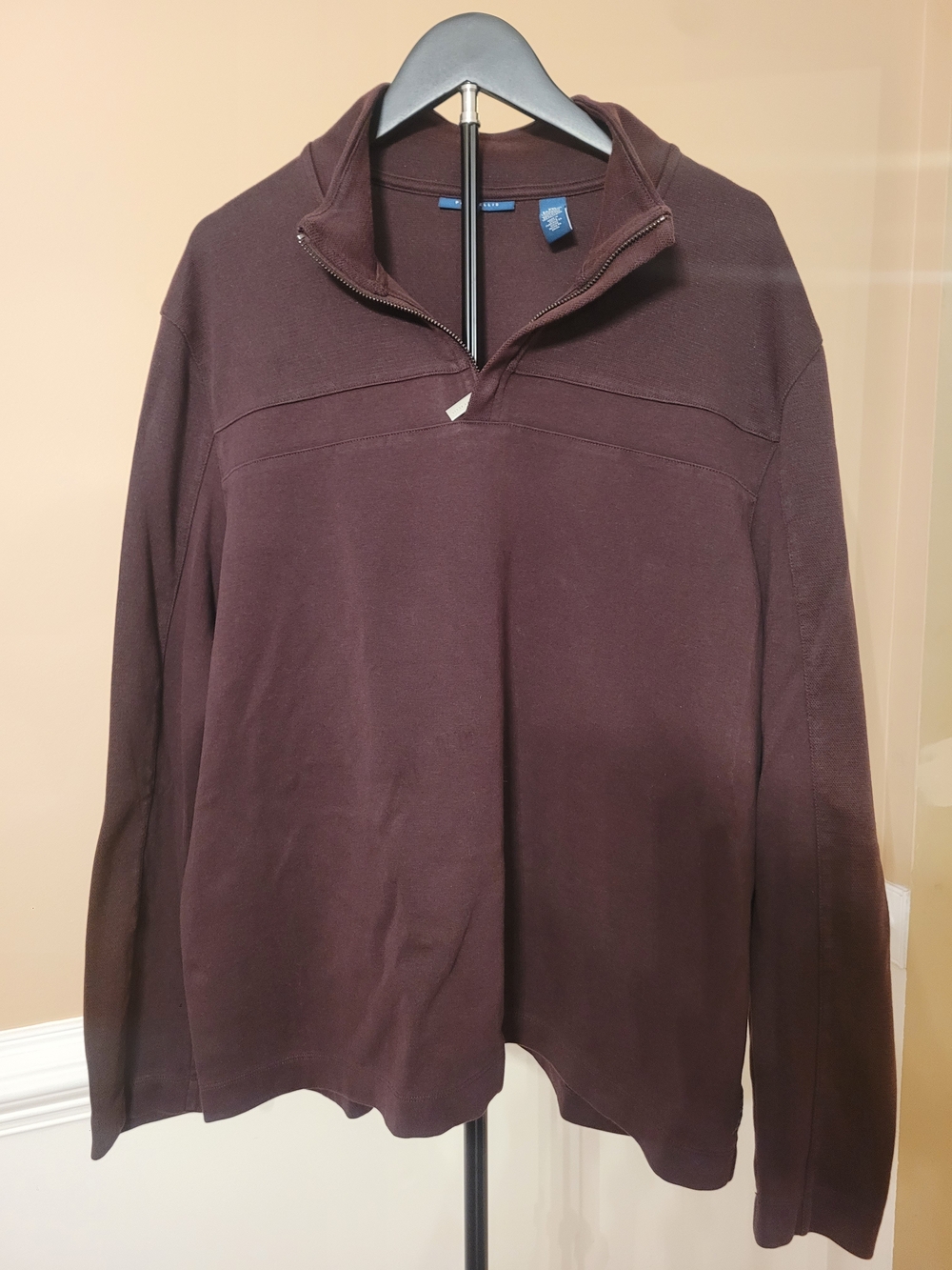 Perry Ellis Quarter-Zip Pullover in Eggplant